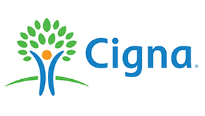Logo for Cigna, a health insurance company, featuring a stylized tree and the name  Cigna  in lowercase letters.