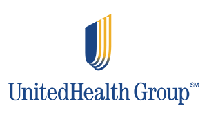 The image is a logo for UnitedHealth Group, featuring a stylized letter  U  with an abstract design and the text  UNITED HEALTH GROUP  beneath it.